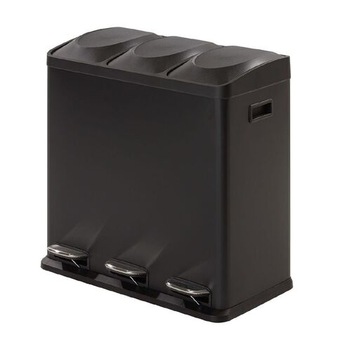 Living & Co 3 Pedal Bin Black 60L