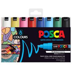 Uni Posca Marker 8.0 Chisel 8 Pack Assorted
