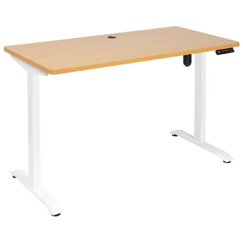 Jasper J Emerge 1200x600 Single Motor HA Desk Beech Top With White Base