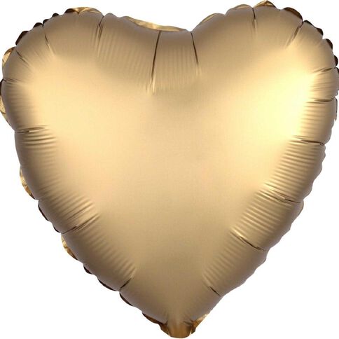 Anagram Satin Luxe Heart Gold Sateen Foil Balloon Standard 17in Gold