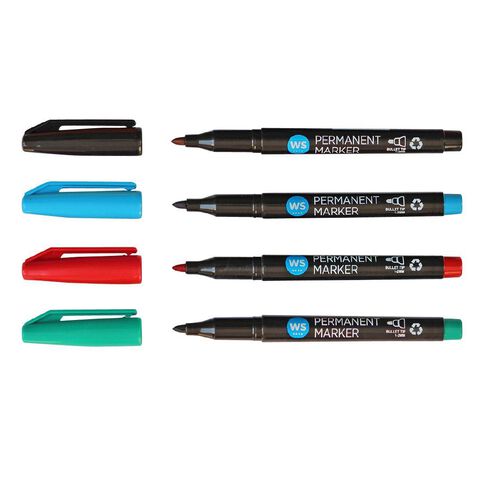 WS Permanent Marker Assorted 4 Pack