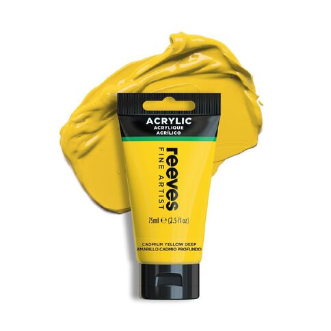 Reeves Fine Acrylic Paint Cadmium Deep Yellow 75ml