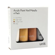 Uniti Acrylic Paint 75ml Metallics 4 Pack