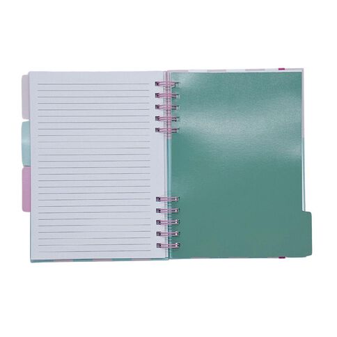 Uniti Clubhouse Hardcover Notebook With Tabs Striped Pink Light