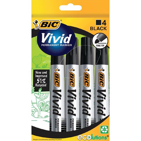 Bic BIC Vivid Permanent Marker Black Box 4 Black 4 Pack