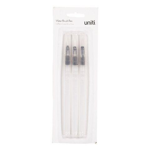 Uniti Water Brush Pens Clear 3 Pack