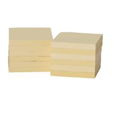 WS Sticky Notes Pale Yellow 76mm x 76mm 100 Sheets 12 Pack