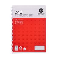 WS Spiral Writing Book 240 Page A4 Wiro Red Mid