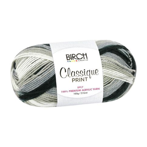 Birch Classique Yarn Prints 100% Premium Acrylic 100G 8Ply Shadow