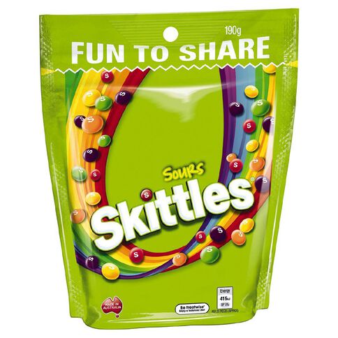 Skittles Sours Lollies Large Bag 190g