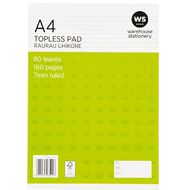 WS Pad Topless 55gsm 7mm 80 Leaf White A4