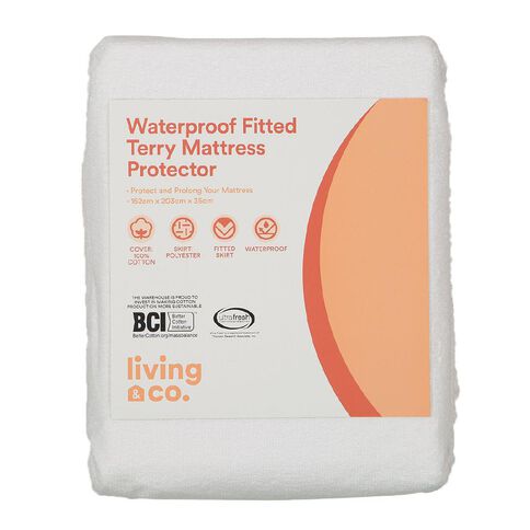 Living & Co Mattress Protector Terry White Super King