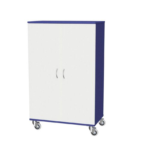 Zealand Cupboard Mobile Locking Blue/White 800mm x 450mm x 1200mm
