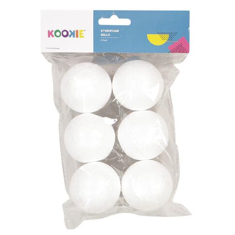 Kookie Craft Styrofoam Balls White 6 Pack
