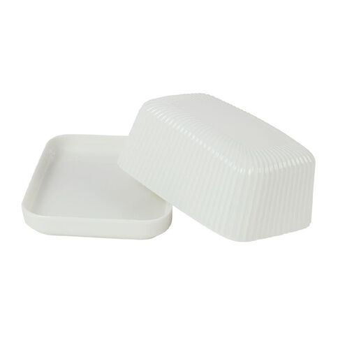Living & Co Ceramic Butter Dish 18 x 13cm White