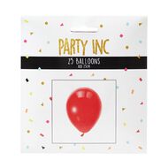 Party Inc Balloons Solid Colour Red 25cm 25 Pack