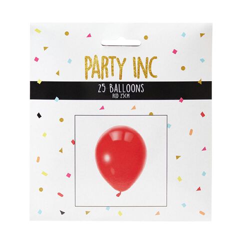 Party Inc Balloons Solid Colour Red 25cm 25 Pack