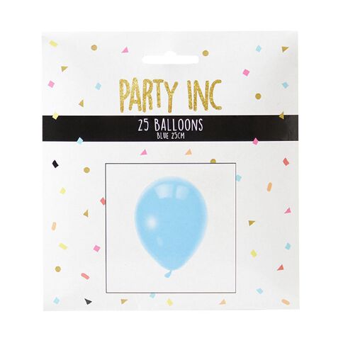 Party Inc Balloons Solid Colour Blue 25cm 25 Pack