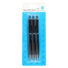 WS Retractable Ballpoint Pens Black 3 Pack
