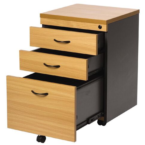 Firstline 3 Drawer Mobile Beech/Ironstone