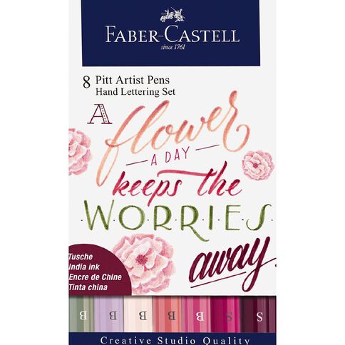 Faber-Castell Pitt Artist Pens Hand Lettering Set Flower A Day 8 Pack
