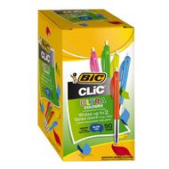 Bic Pen Clic Medium 50 Pack Blue Mid
