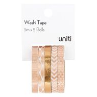 Uniti Washi Tape Thin 5 Pack Rose Gold