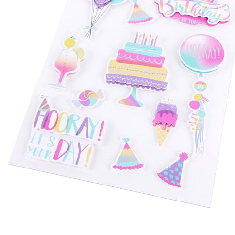 Uniti Dimensional Stickers Birthday
