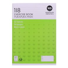 WS Exercise Book 1I8 9mm Ruled 32 Leaf Green Green Mid