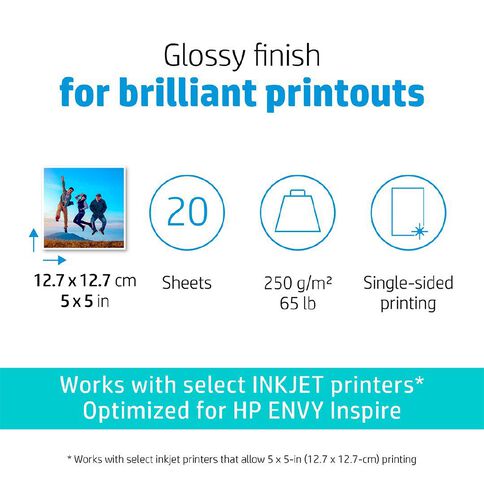 HP Advanced Gloss Photo Paper 5in x 5in 20 Sheets