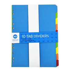 WS Cardboard Dividers 10 Tab Multi-Coloured A4