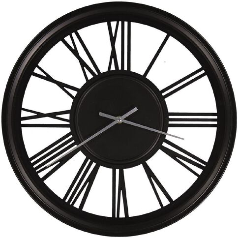 Living & Co Metal Station Wall Clock 44cm x 44cm Black