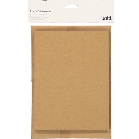 Uniti Cards & Envelopes Kraft 25 Pack