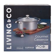Living & Co Gourmet Casserole Pot Stainless Steel 24cm