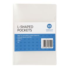 WS L-Shaped Pockets 50 Pack Clear