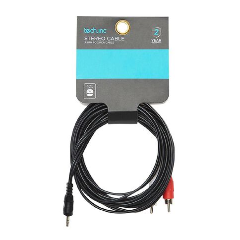 Tech.Inc 2RCA Plug to 3.5mm Plug Cable 3m