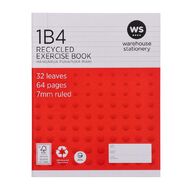 WS Exercise Book 1B4 7mm Ruled 32 Leaf Red