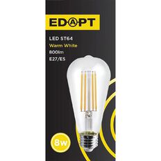 Edapt LED E27 Pear Light Bulb ST64 8W Warm White