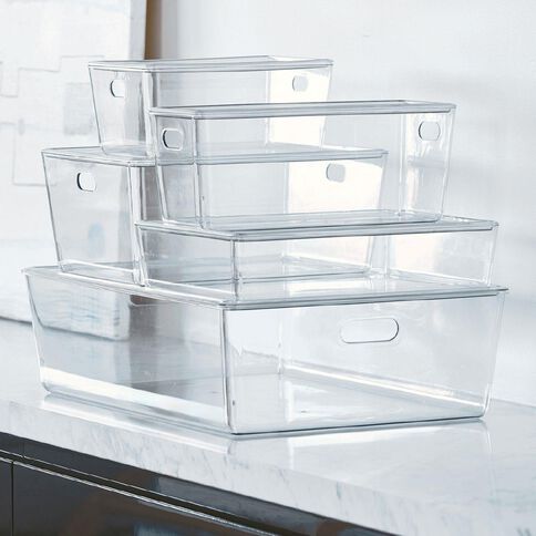 Living & Co Lisse Shallow Lidded Organiser Clear 6L