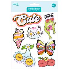 Uniti Craft Kids Holographic Decal Sticker Sheet Cute