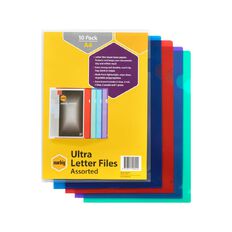 Marbig File A4 L Shaped Pocket Ultra Assorted 10 Pack