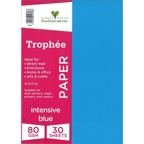 Trophee Paper 80gsm Intensive Blue A4 30 Pack