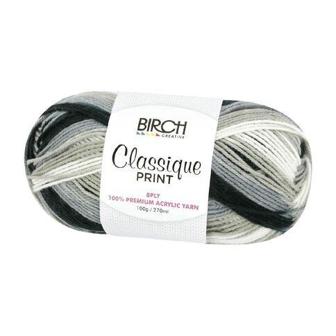 Birch Classique Yarn Prints 100% Premium Acrylic 100G 8Ply Shadow