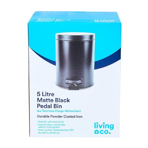 Living & Co Pedal Bin Black 5L