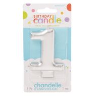 Candle Metallic Numeral #1 Silver