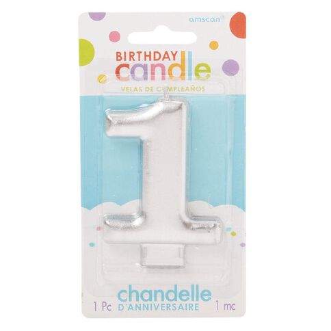 Candle Metallic Numeral #1 Silver