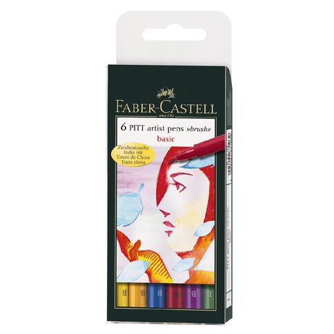 Faber-Castell Pitt Artist Brush Pens Basic 6 Pack