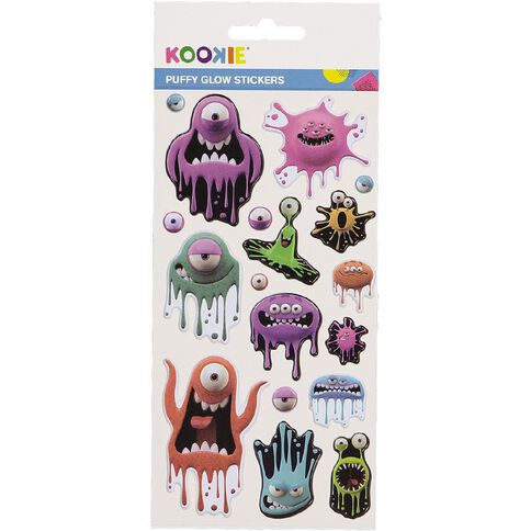 Kookie Sticker Sheet Puffy Glow in the Dark Assorted