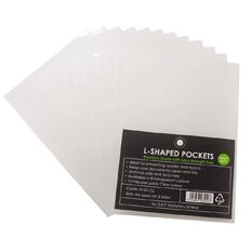 Office Supply Co L-Shaped Pockets 12 Pack Clear A4