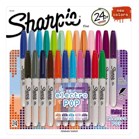 Sharpie Fine Permanent Marker Electro Pop Assorted 24 Pack